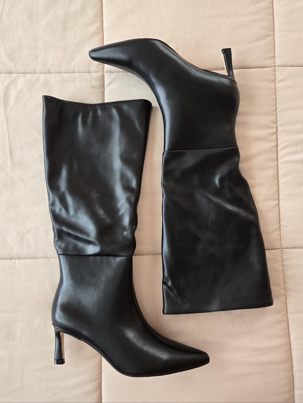 Black Boots With Kitten Heels, Buttery Touch, Size 7